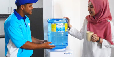 HappyWater delivering fresh, purified 5-gallon bottled water delivered to residential homes in Kuala Lumpur and surrounding areas.